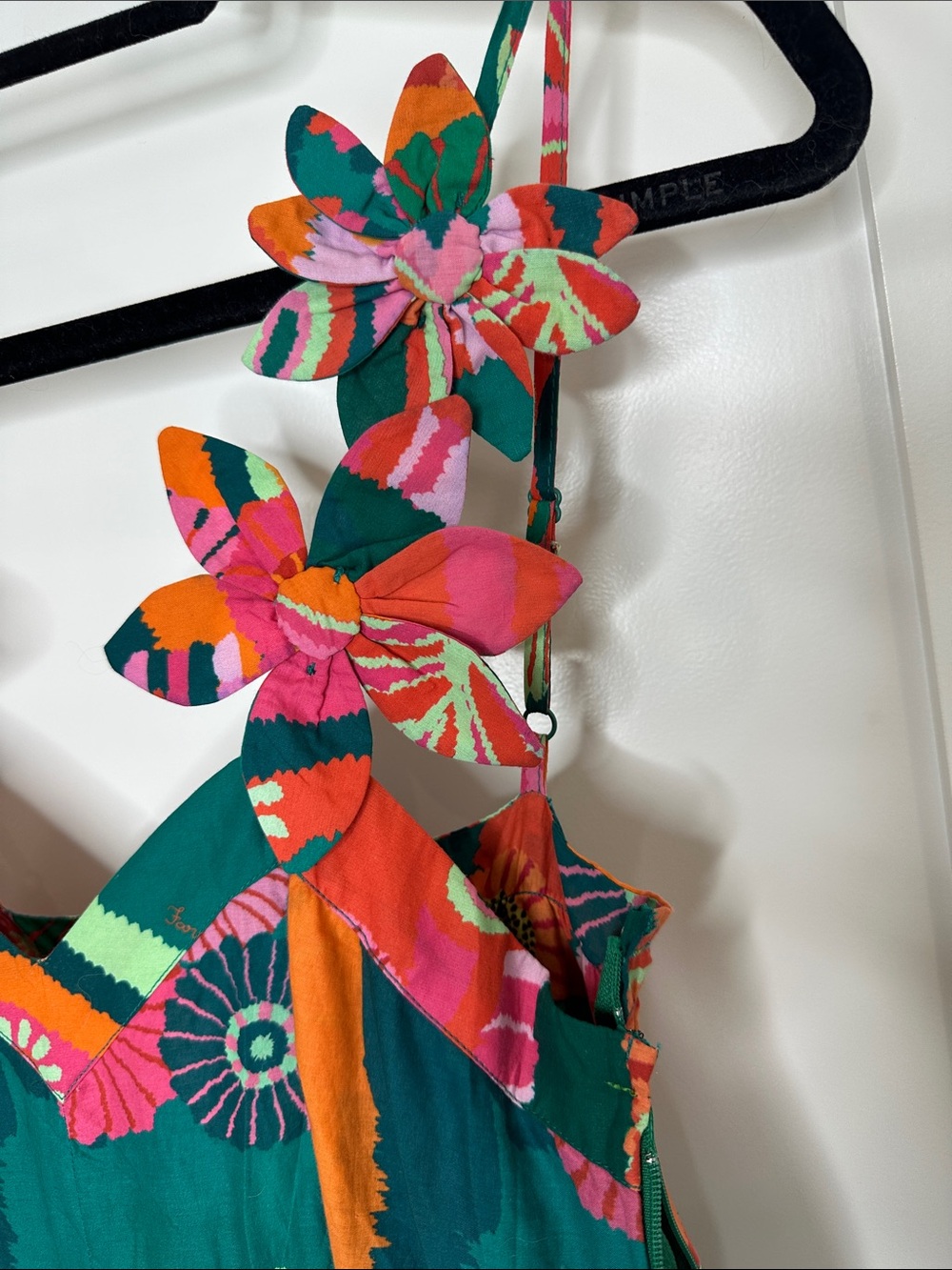 FARM Rio Teal Floral Print Maxi Dress with Pink & Orange - Picture 4 of 7